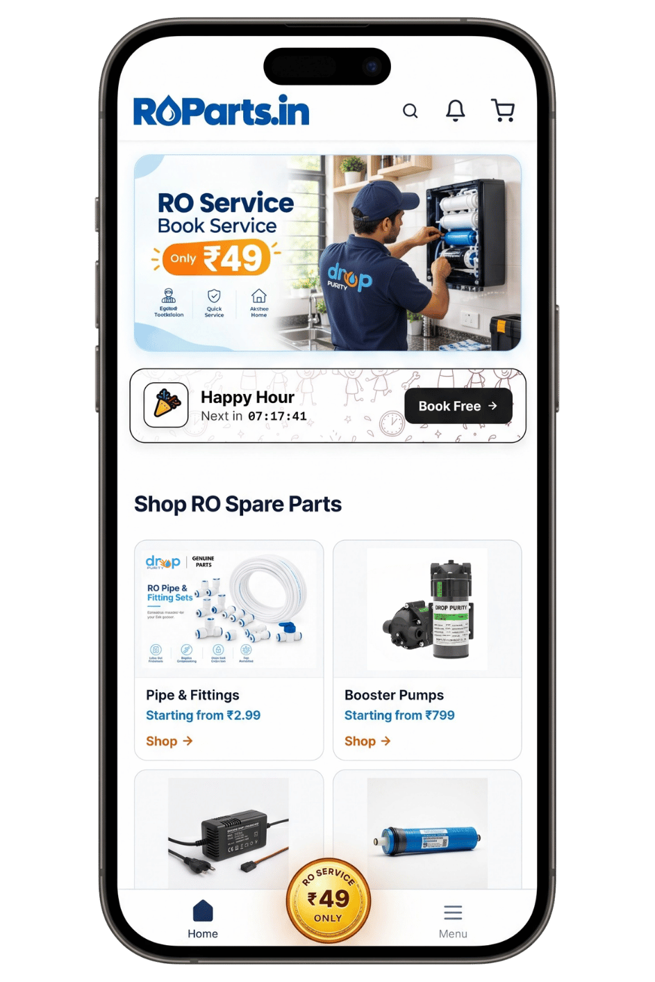 ROParts.in App Interface